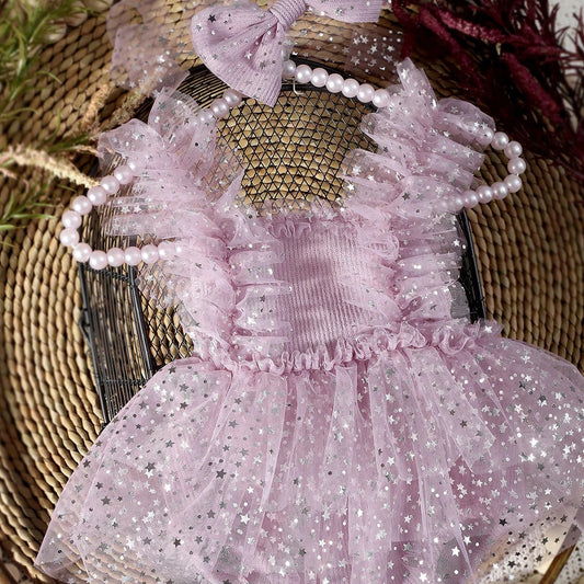 KMK - Lavender Silver Starry Romper Set