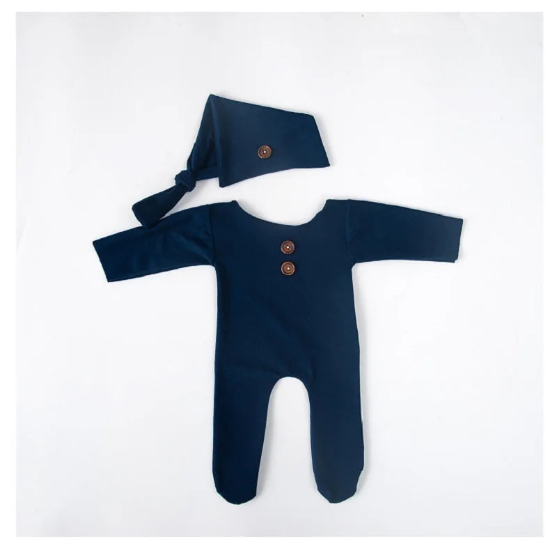 KMK - Newborn Plain Button Romper Sets