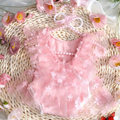 KMK - Embroidery Flower Romper Sets