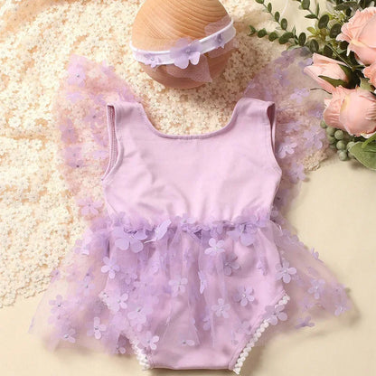 KMK - Embroidery Flower Romper Sets