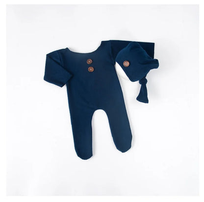 KMK - Newborn Plain Button Romper Sets