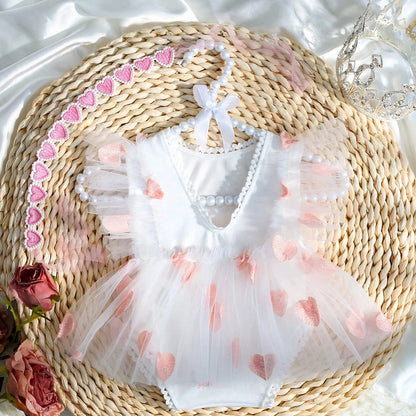 KMK - Hearts Embroidery Romper + Headband (3 colours)