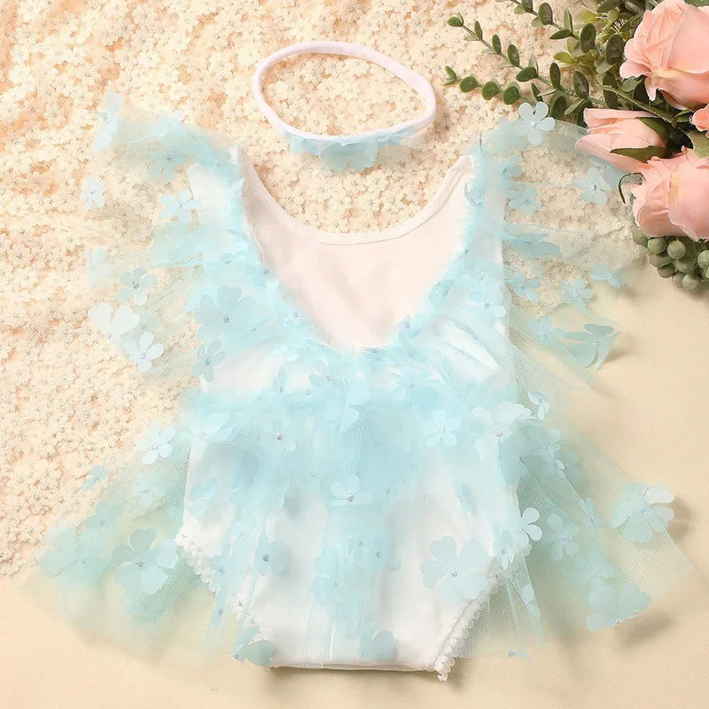 KMK - Embroidery Flower Romper Sets