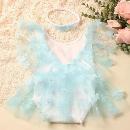 KMK - Embroidery Flower Romper Sets