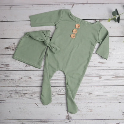 KMK -  Buttons Footed Romper Set