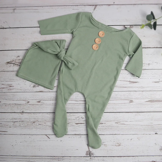 KMK -  Buttons Footed Romper Set