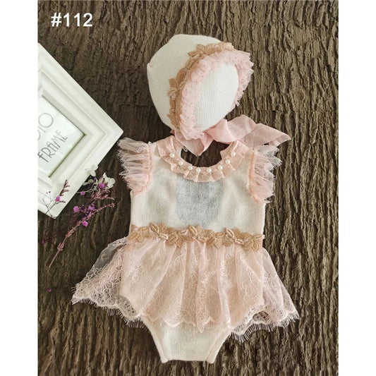 KMK 2 Piece Newborn Romper in Baby Pink - Soft Photography Outfit for Newborns
